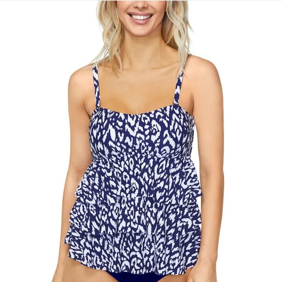Island Escape Women's Printed Tiered Tankini Top - Size: 6 - NWT - Picture 1 of 14